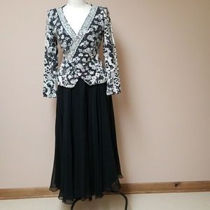 Jet black Chiffon lined skirt & Sequen Jacket